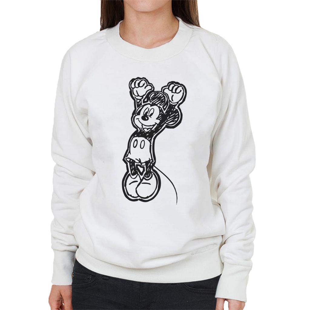 Disney Mickey Mouse Sketch Jump For Joy Women's Sweatshirt-ALL + EVERY