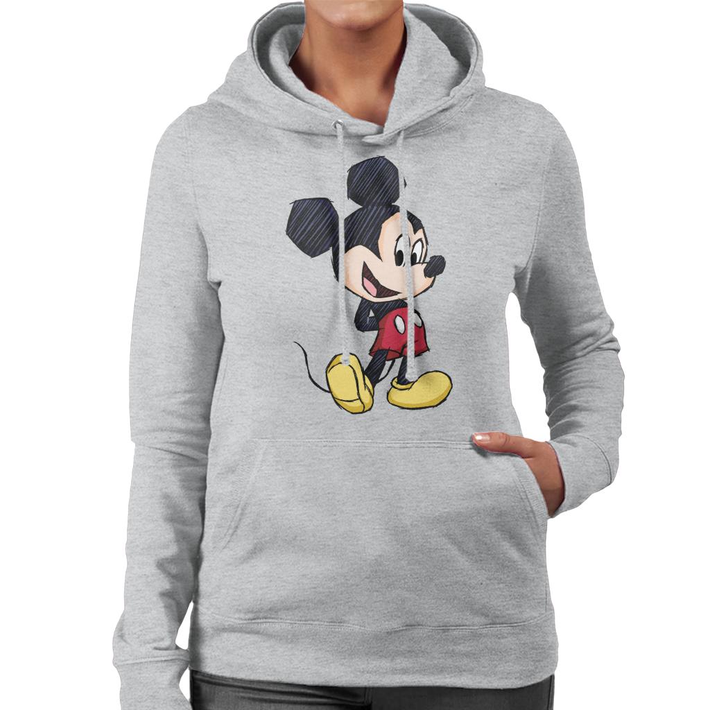 Disney Mickey Mouse Big Head Sketch Women's Hooded Sweatshirt-ALL + EVERY