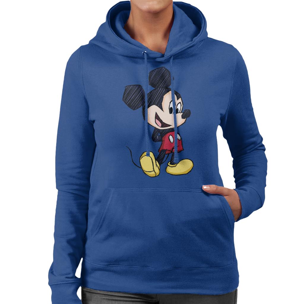 Disney Mickey Mouse Big Head Sketch Women's Hooded Sweatshirt-ALL + EVERY