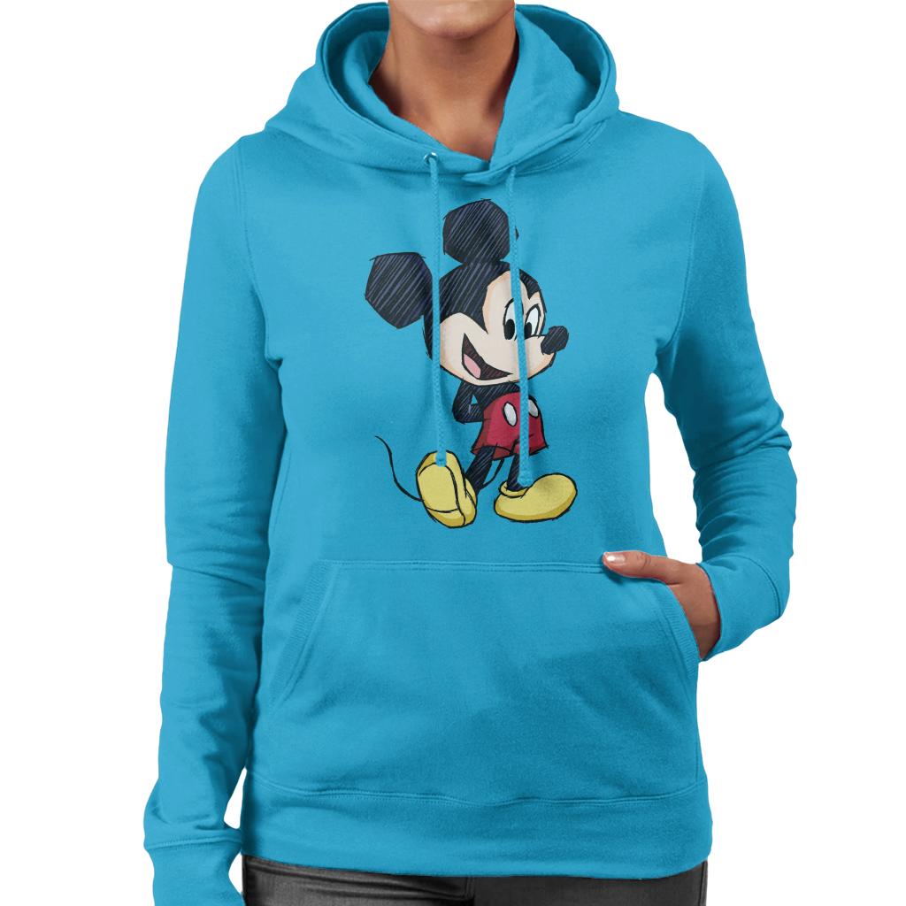 Disney Mickey Mouse Big Head Sketch Women's Hooded Sweatshirt-ALL + EVERY