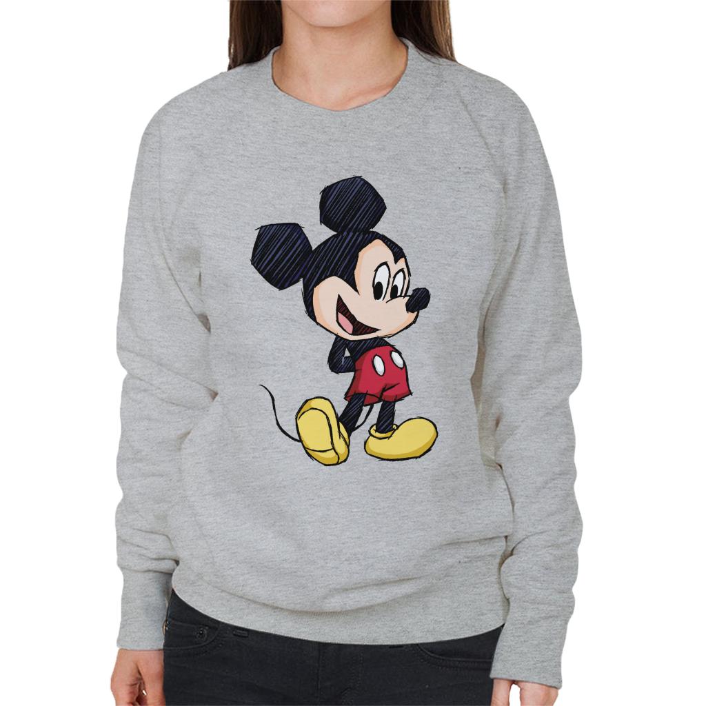 Disney Mickey Mouse Big Head Sketch Women's Sweatshirt-ALL + EVERY