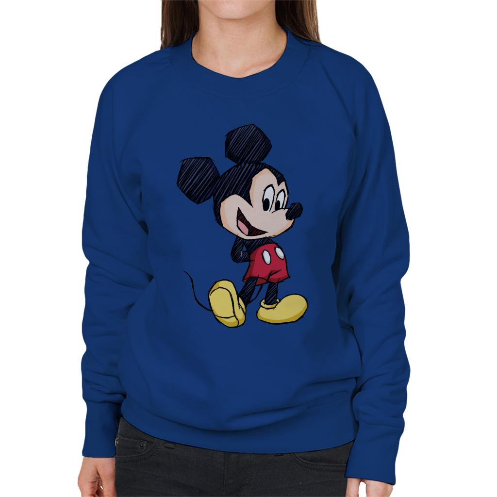 Disney Mickey Mouse Big Head Sketch Women's Sweatshirt-ALL + EVERY