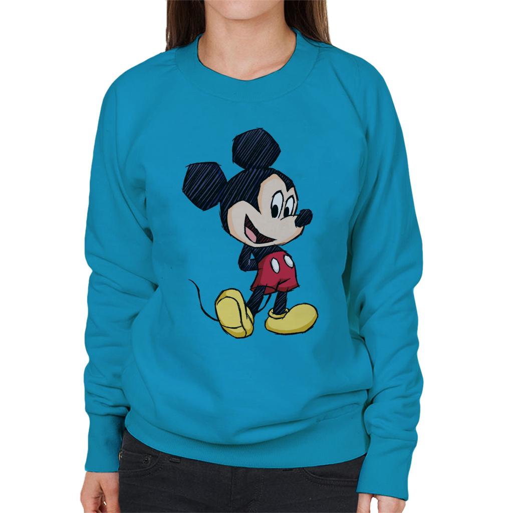 Disney Mickey Mouse Big Head Sketch Women's Sweatshirt-ALL + EVERY