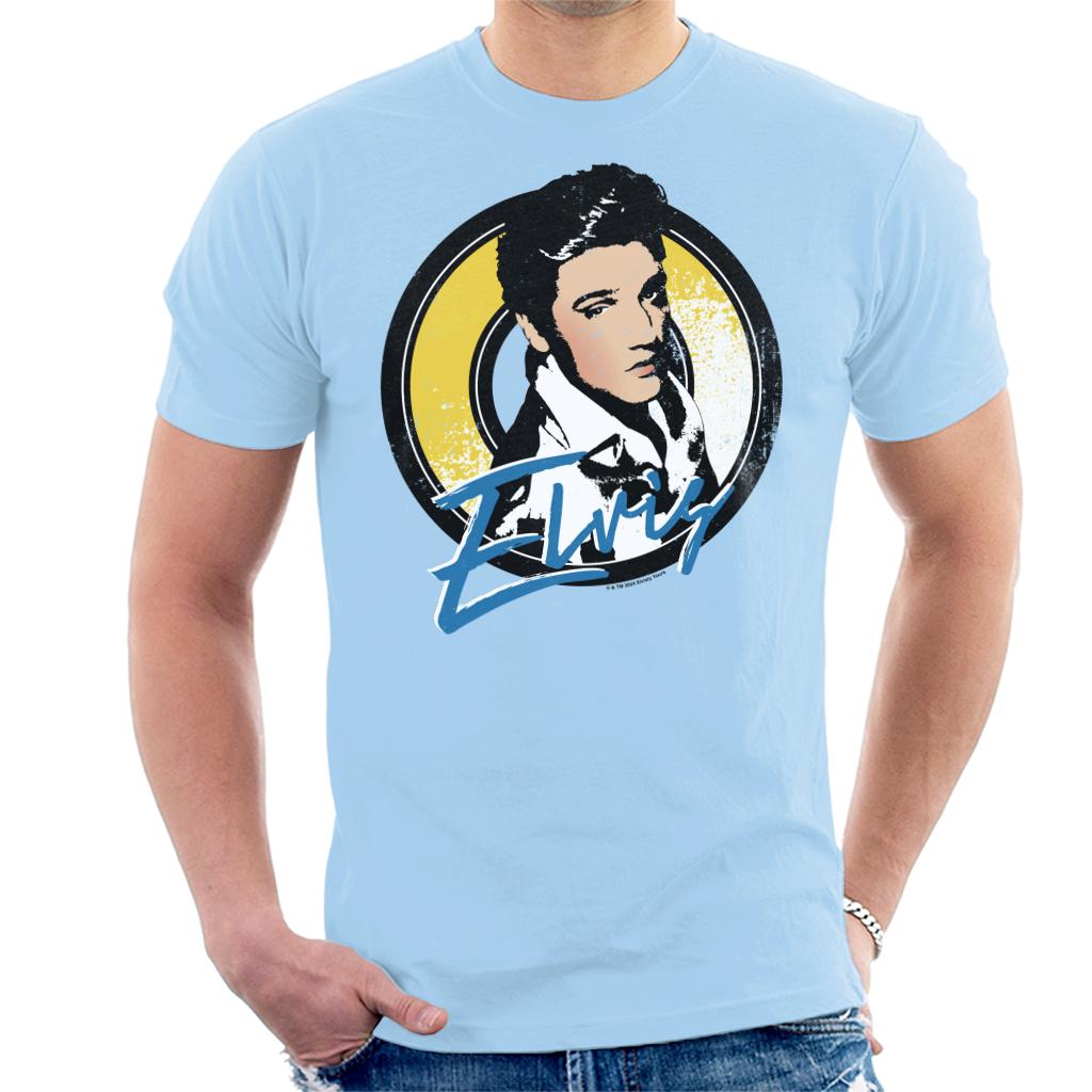Elvisly Yours Elvis Presley Retro Yellow Circle Logo Men's T-Shirt