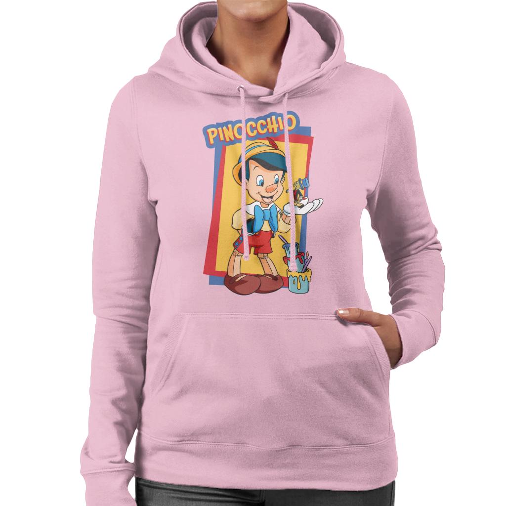 Disney Pinocchio Jiminy Cricket In Palm Paint Women's Hooded Sweatshirt-ALL + EVERY