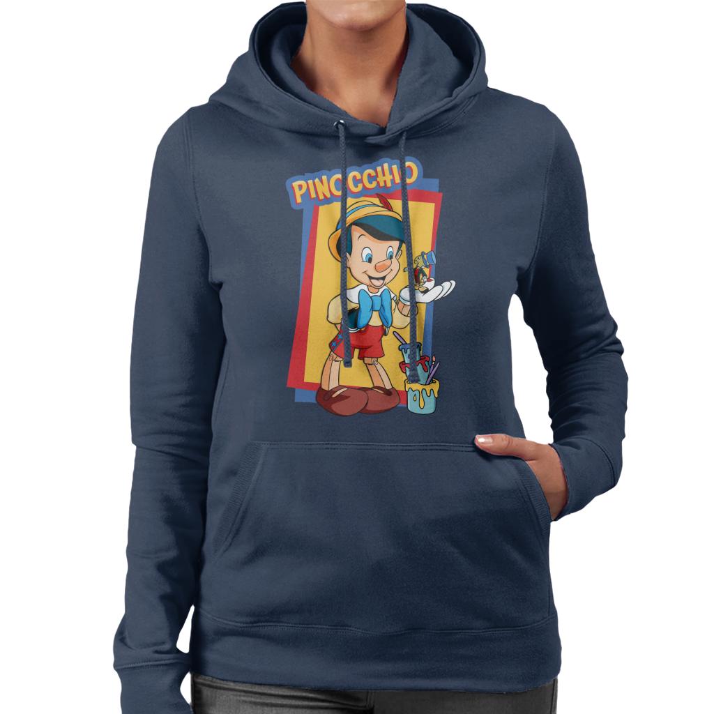 Disney Pinocchio Jiminy Cricket In Palm Paint Women's Hooded Sweatshirt-ALL + EVERY