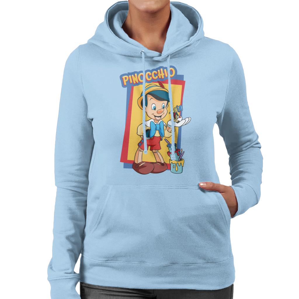 Disney Pinocchio Jiminy Cricket In Palm Paint Women's Hooded Sweatshirt-ALL + EVERY