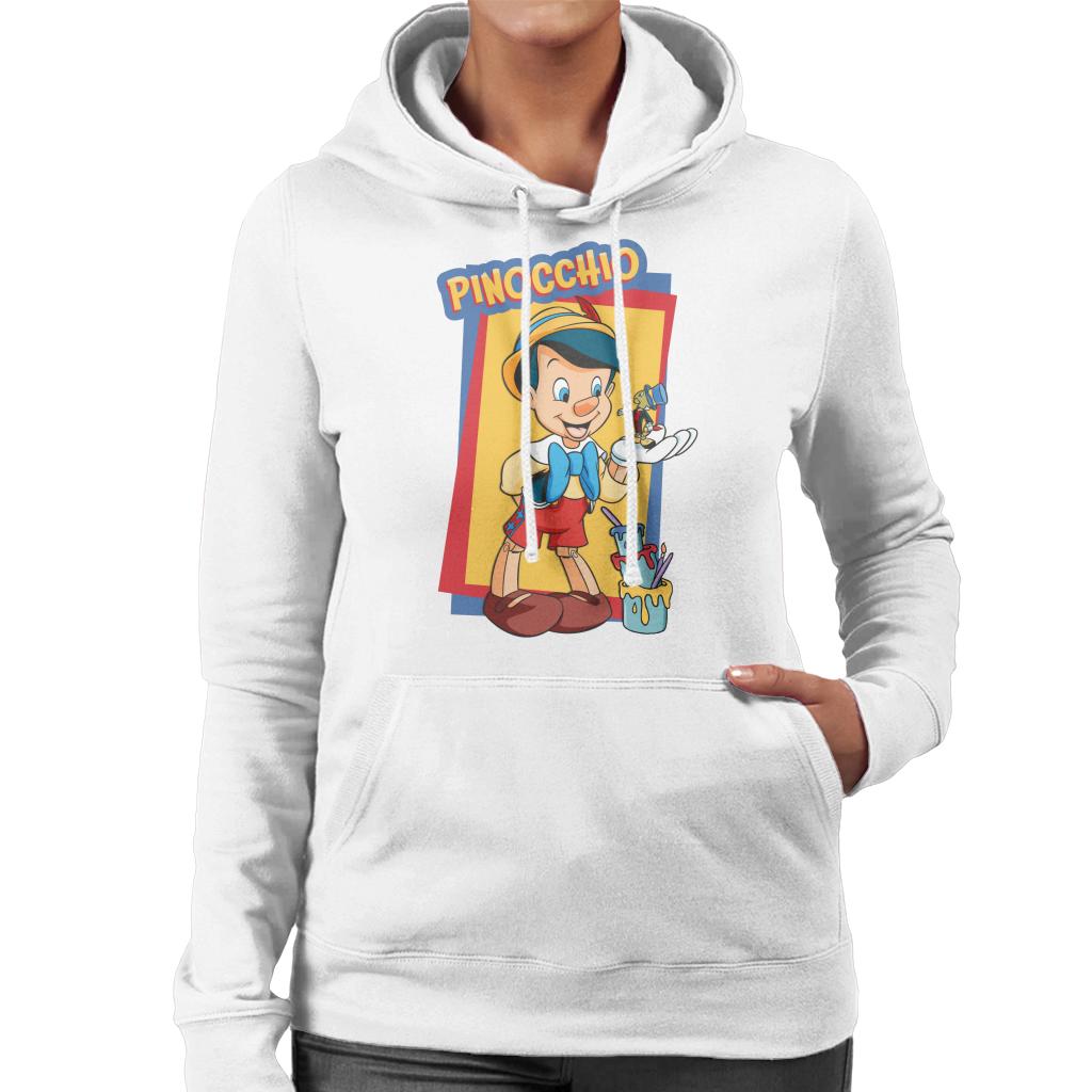 Disney Pinocchio Jiminy Cricket In Palm Paint Women's Hooded Sweatshirt-ALL + EVERY