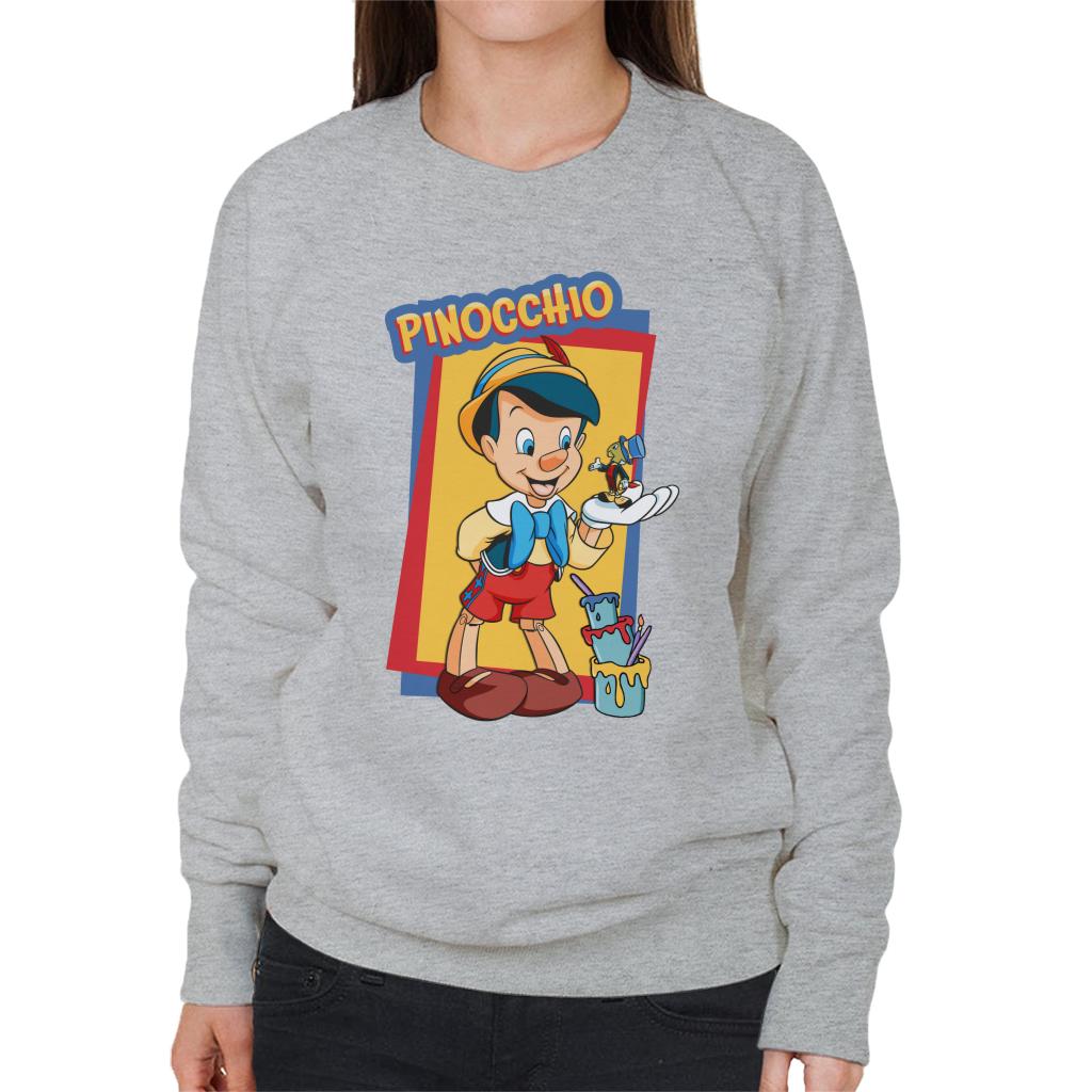 Disney Pinocchio Jiminy Cricket In Palm Paint Women's Sweatshirt-ALL + EVERY