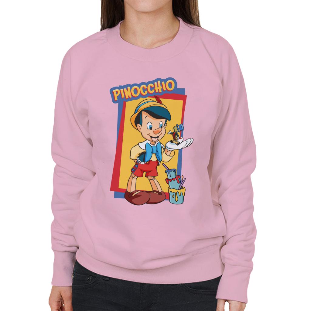 Disney Pinocchio Jiminy Cricket In Palm Paint Women's Sweatshirt-ALL + EVERY