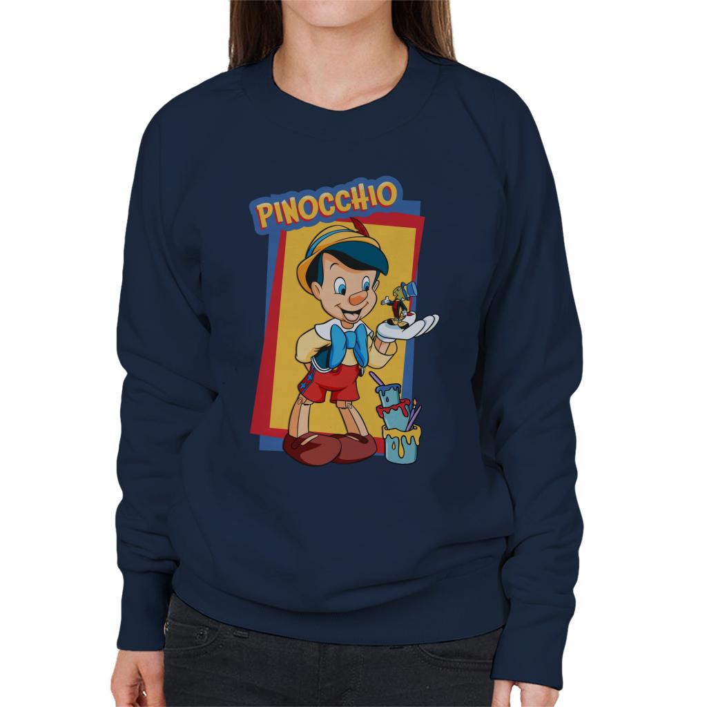 Disney Pinocchio Jiminy Cricket In Palm Paint Women's Sweatshirt-ALL + EVERY