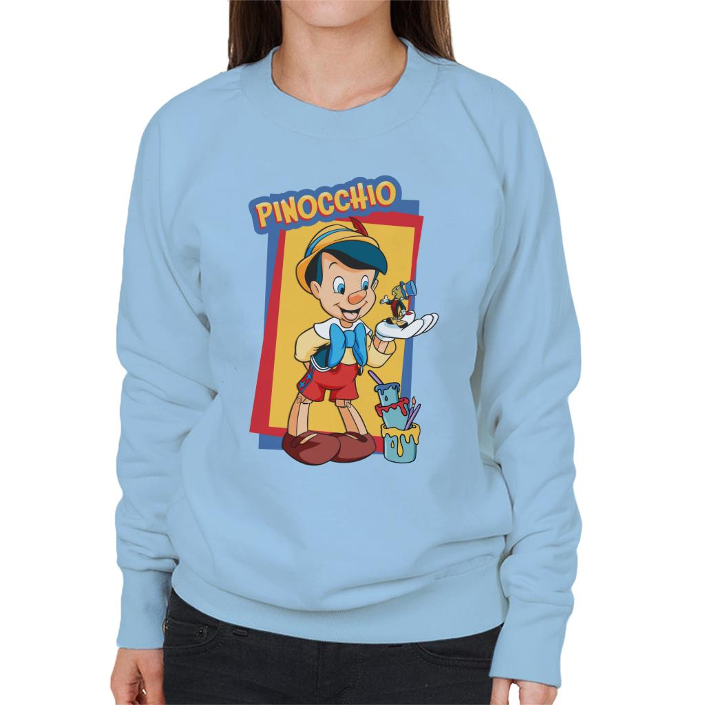 Disney Pinocchio Jiminy Cricket In Palm Paint Women's Sweatshirt-ALL + EVERY