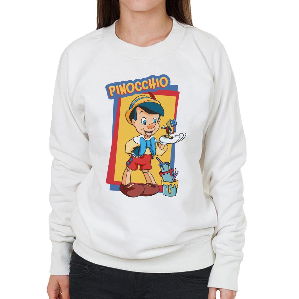 Disney Pinocchio Jiminy Cricket In Palm Paint Women's Sweatshirt-ALL + EVERY