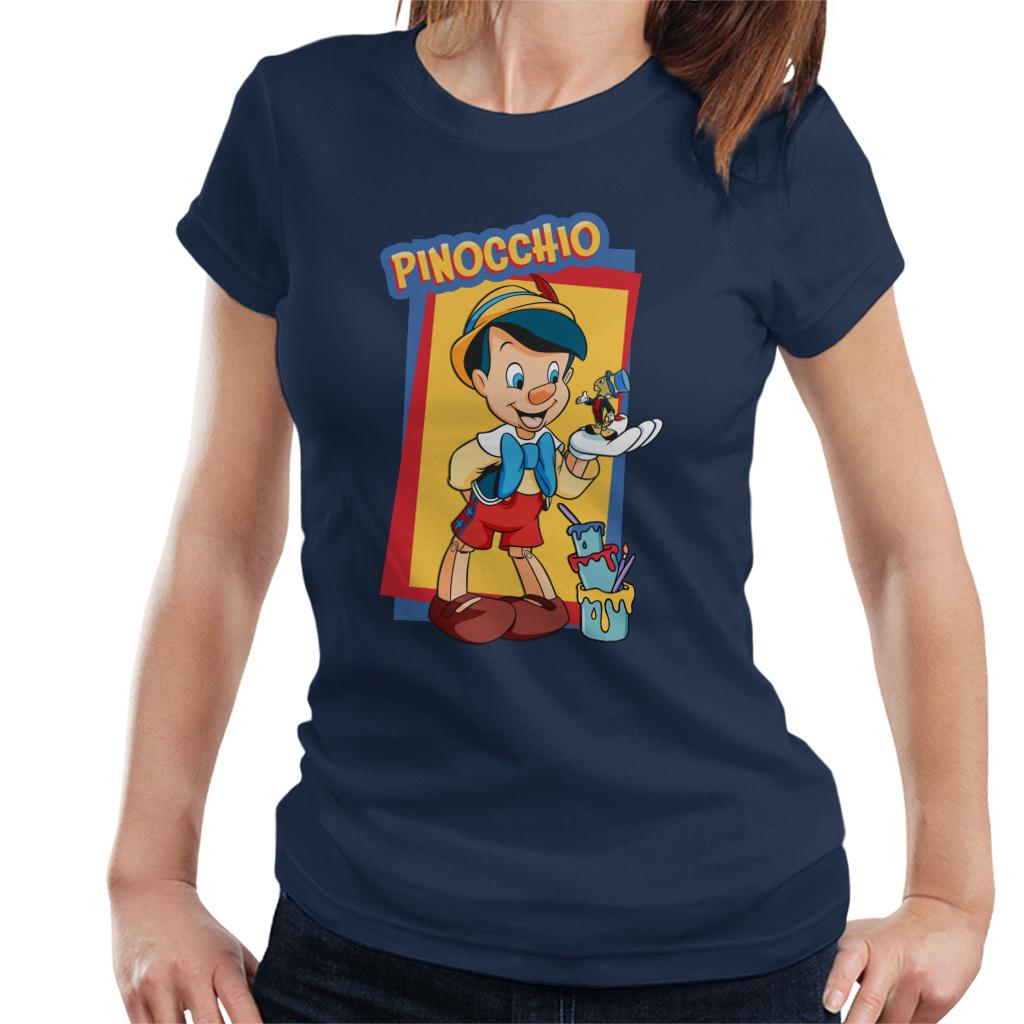 Disney Pinocchio Jiminy Cricket In Palm Paint Women's T-Shirt-ALL + EVERY