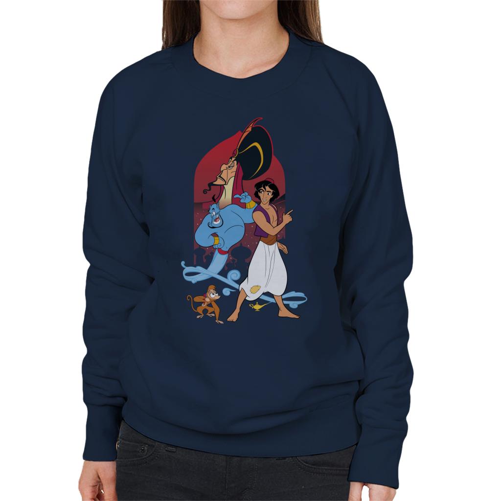 Disney Aladdin Character Montage Women's Sweatshirt-ALL + EVERY