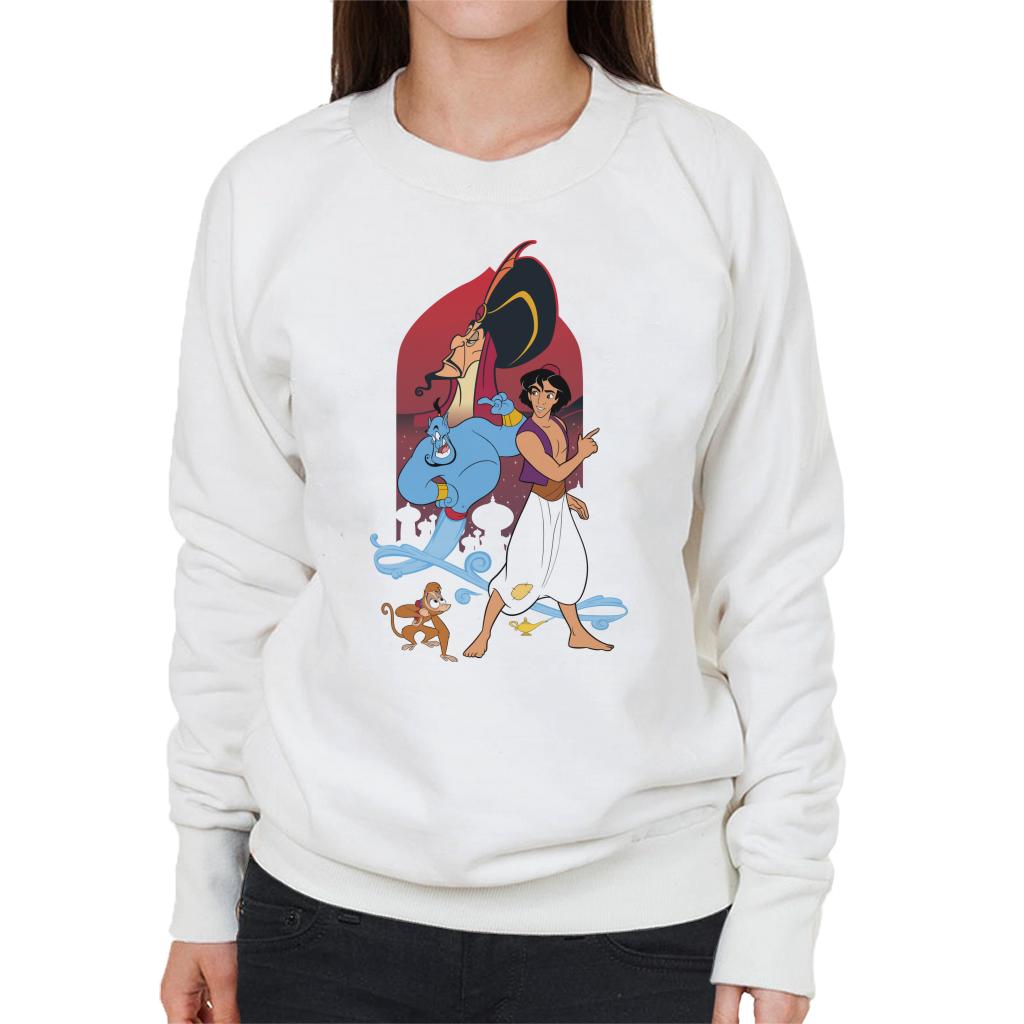 Disney Aladdin Character Montage Women's Sweatshirt-ALL + EVERY