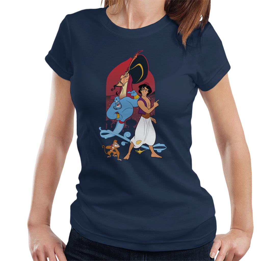 Disney Aladdin Character Montage Women's T-Shirt-ALL + EVERY