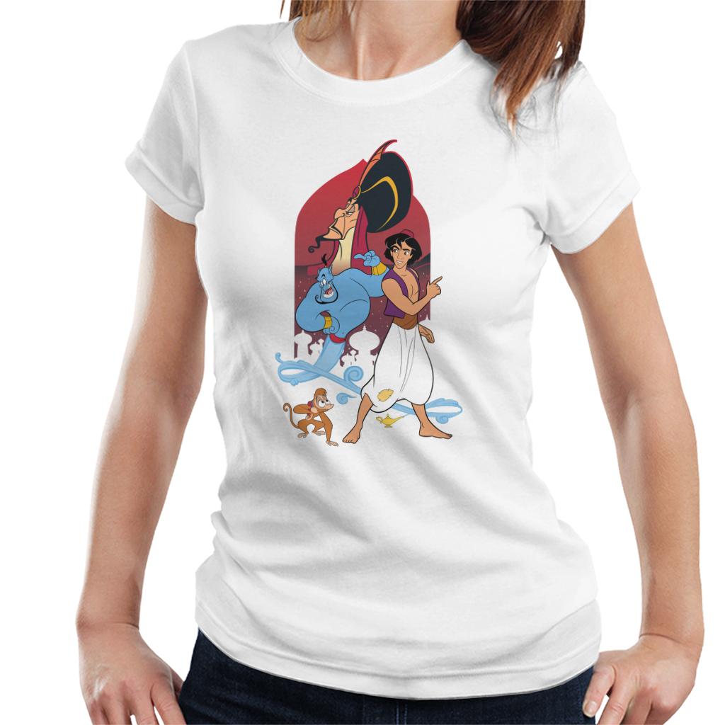 Disney Aladdin Character Montage Women's T-Shirt-ALL + EVERY