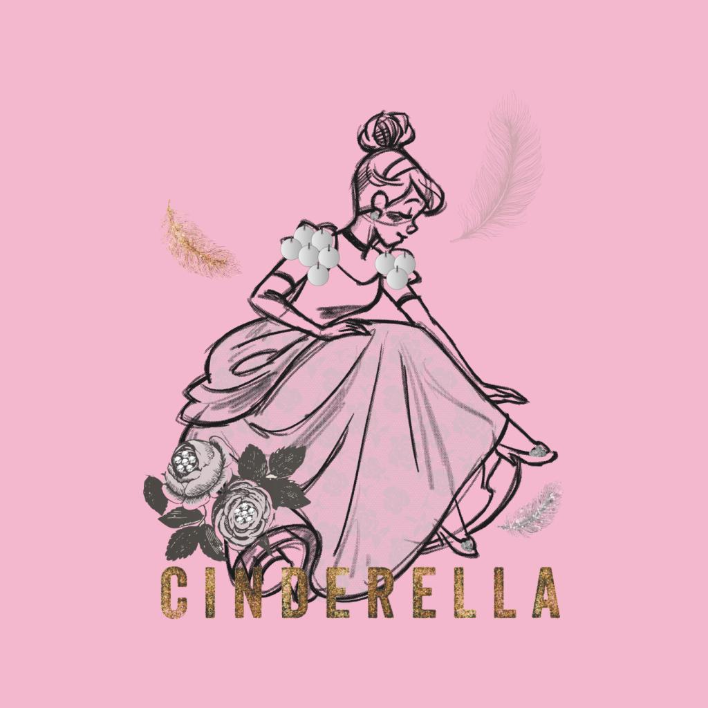 Disney Cinderella Roses And Feathers Sketch Women's T-Shirt-ALL + EVERY