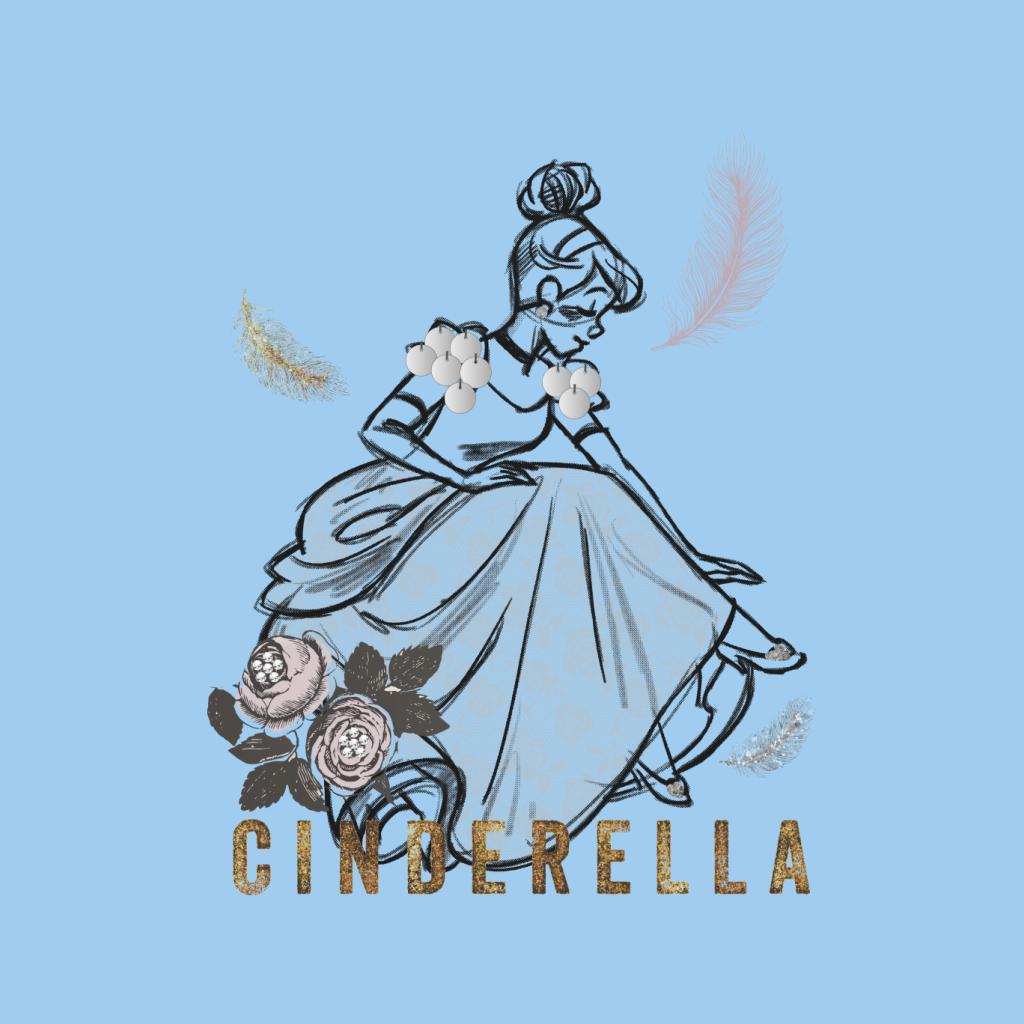 Disney Cinderella Roses And Feathers Sketch Women's T-Shirt-ALL + EVERY