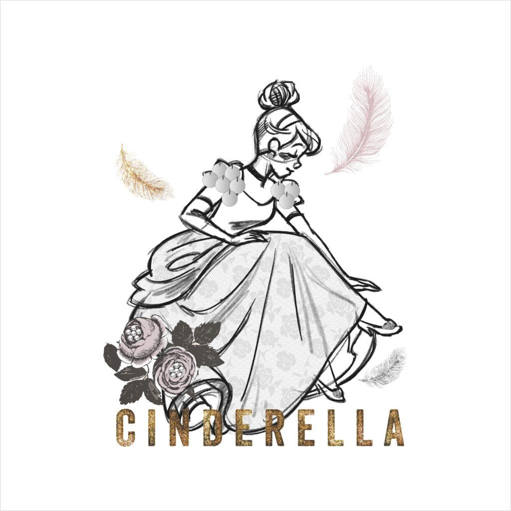 Disney Cinderella Roses And Feathers Sketch Women's T-Shirt-ALL + EVERY