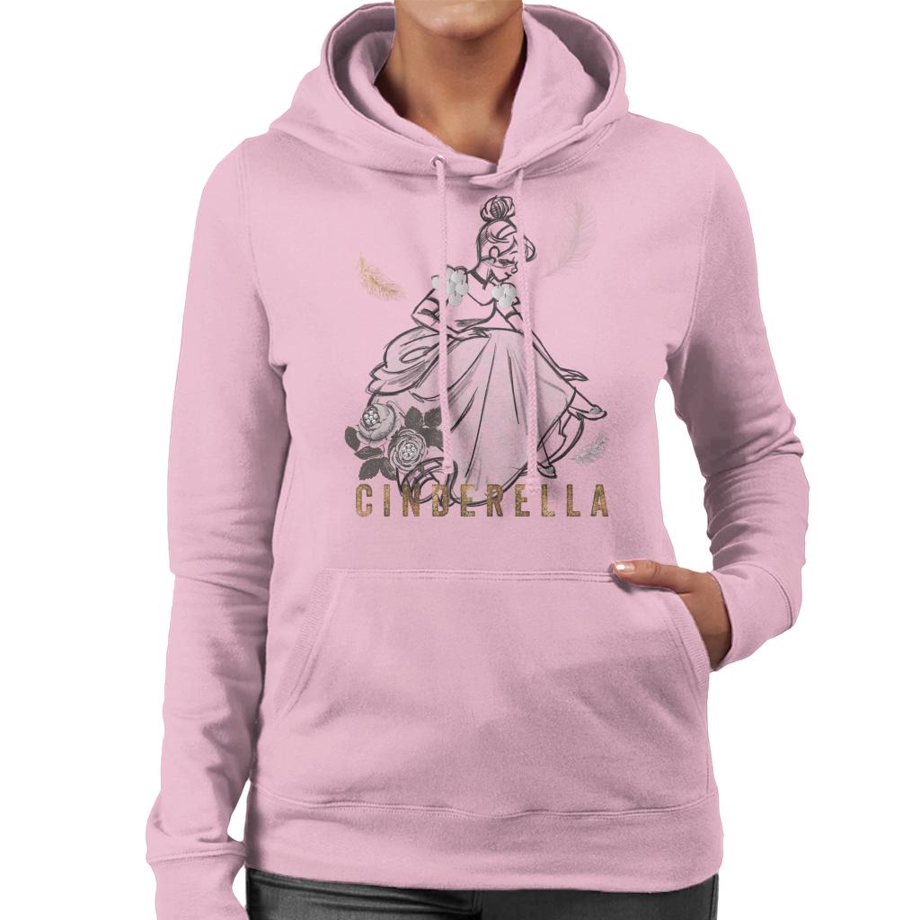 Disney Cinderella Roses And Feathers Sketch Women's Hooded Sweatshirt-ALL + EVERY
