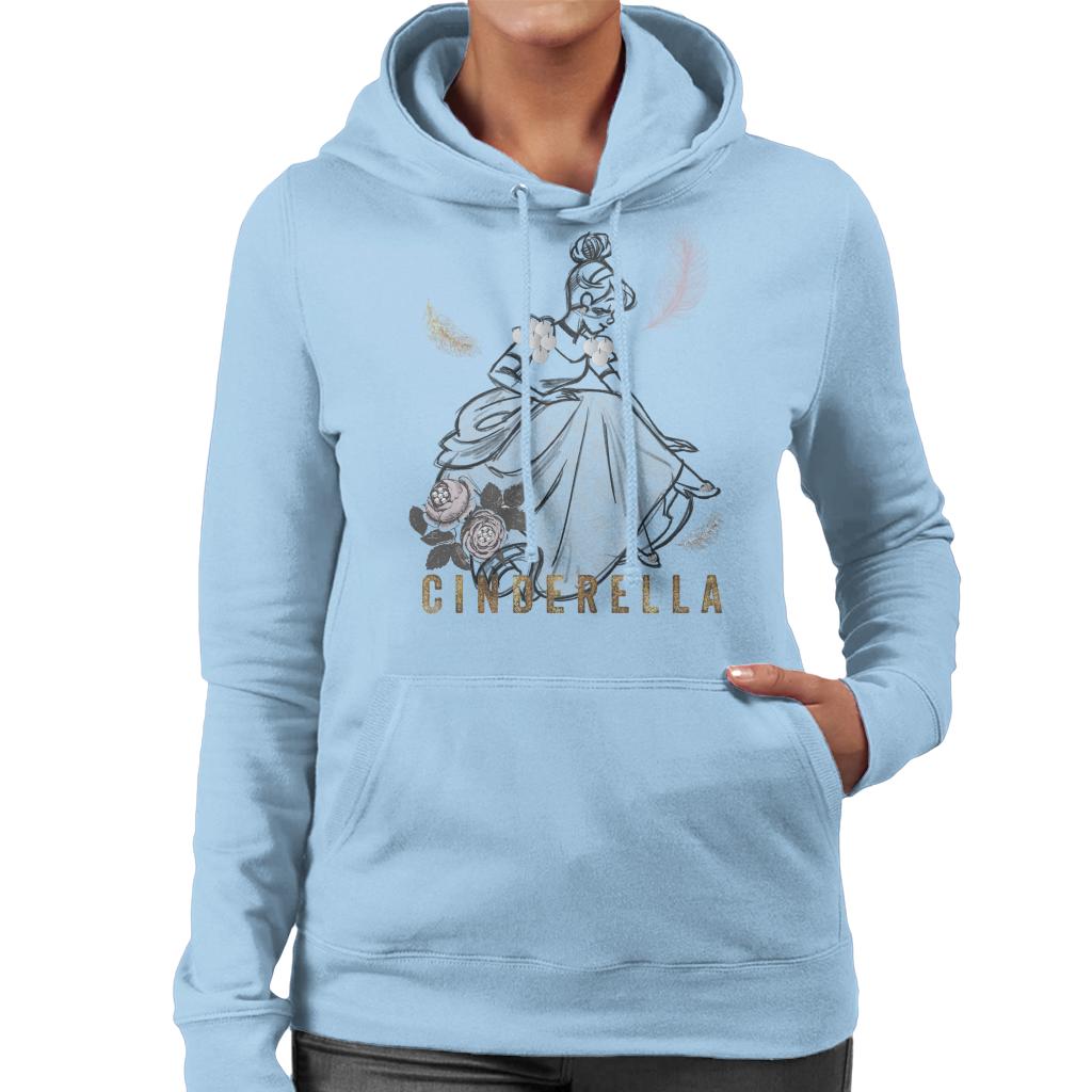 Disney Cinderella Roses And Feathers Sketch Women's Hooded Sweatshirt-ALL + EVERY