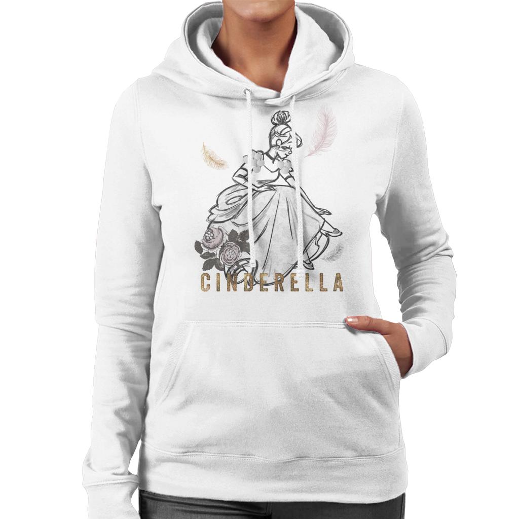 Disney Cinderella Roses And Feathers Sketch Women's Hooded Sweatshirt-ALL + EVERY