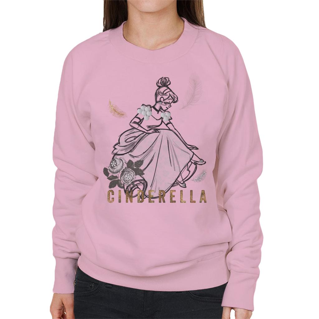 Disney Cinderella Roses And Feathers Sketch Women's Sweatshirt-ALL + EVERY