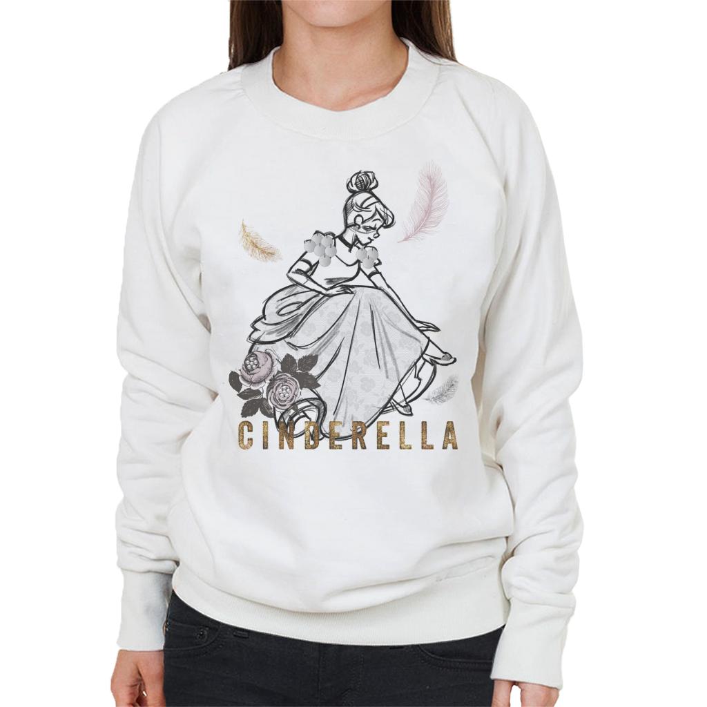 Disney Cinderella Roses And Feathers Sketch Women's Sweatshirt-ALL + EVERY
