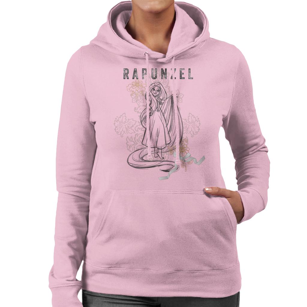 Disney Rapunzel Floral Sketch Women's Hooded Sweatshirt-ALL + EVERY