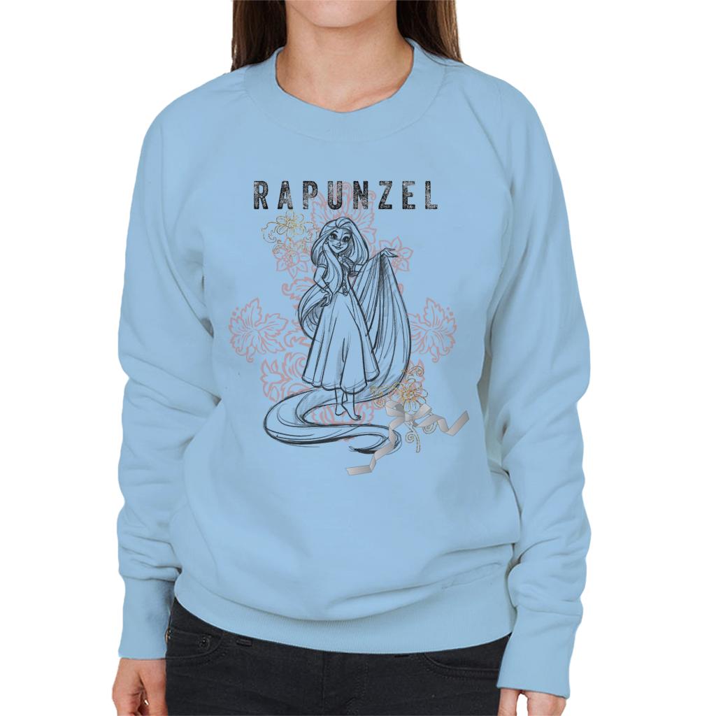 Disney Rapunzel Floral Sketch Women's Sweatshirt-ALL + EVERY