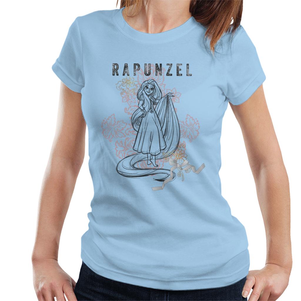 Disney Rapunzel Floral Sketch Women's T-Shirt-ALL + EVERY