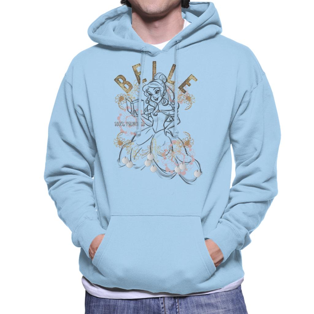 Disney Belle Floral Sketch Beauty And The Beast Men's Hooded Sweatshirt-ALL + EVERY