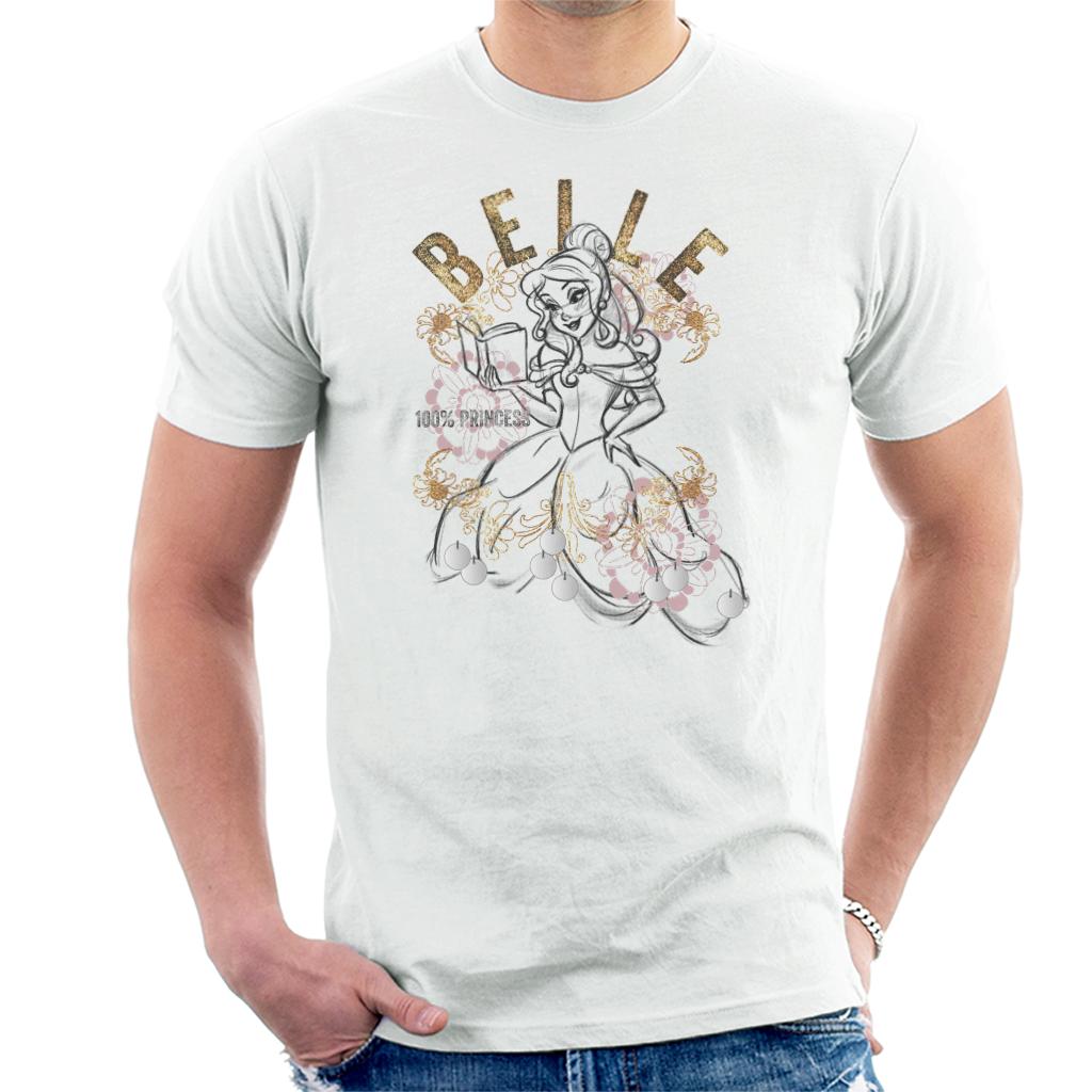 Disney Belle Floral Sketch Beauty And The Beast Men's T-Shirt-ALL + EVERY