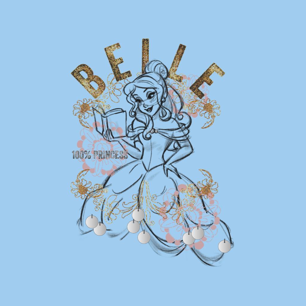 Disney Belle Floral Sketch Beauty And The Beast Women's Hooded Sweatshirt-ALL + EVERY