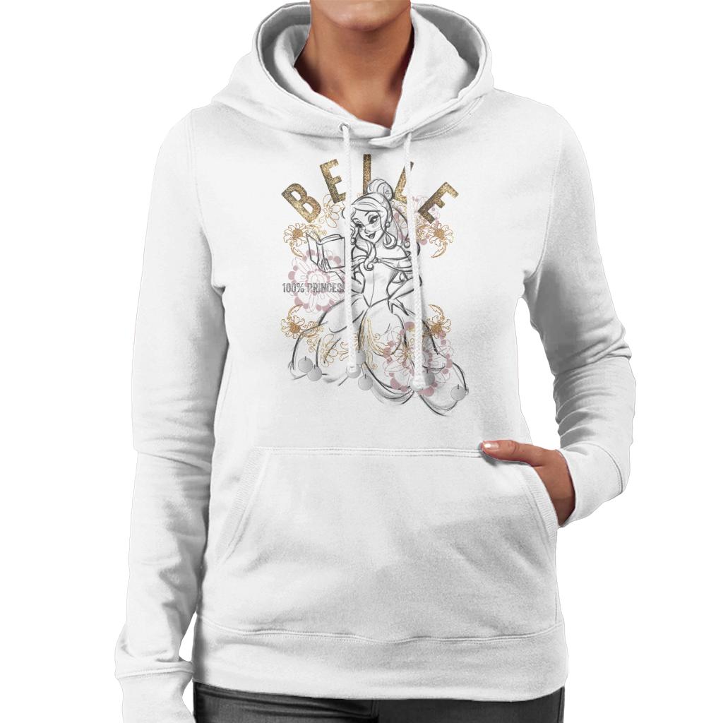 Disney Belle Floral Sketch Beauty And The Beast Women's Hooded Sweatshirt-ALL + EVERY
