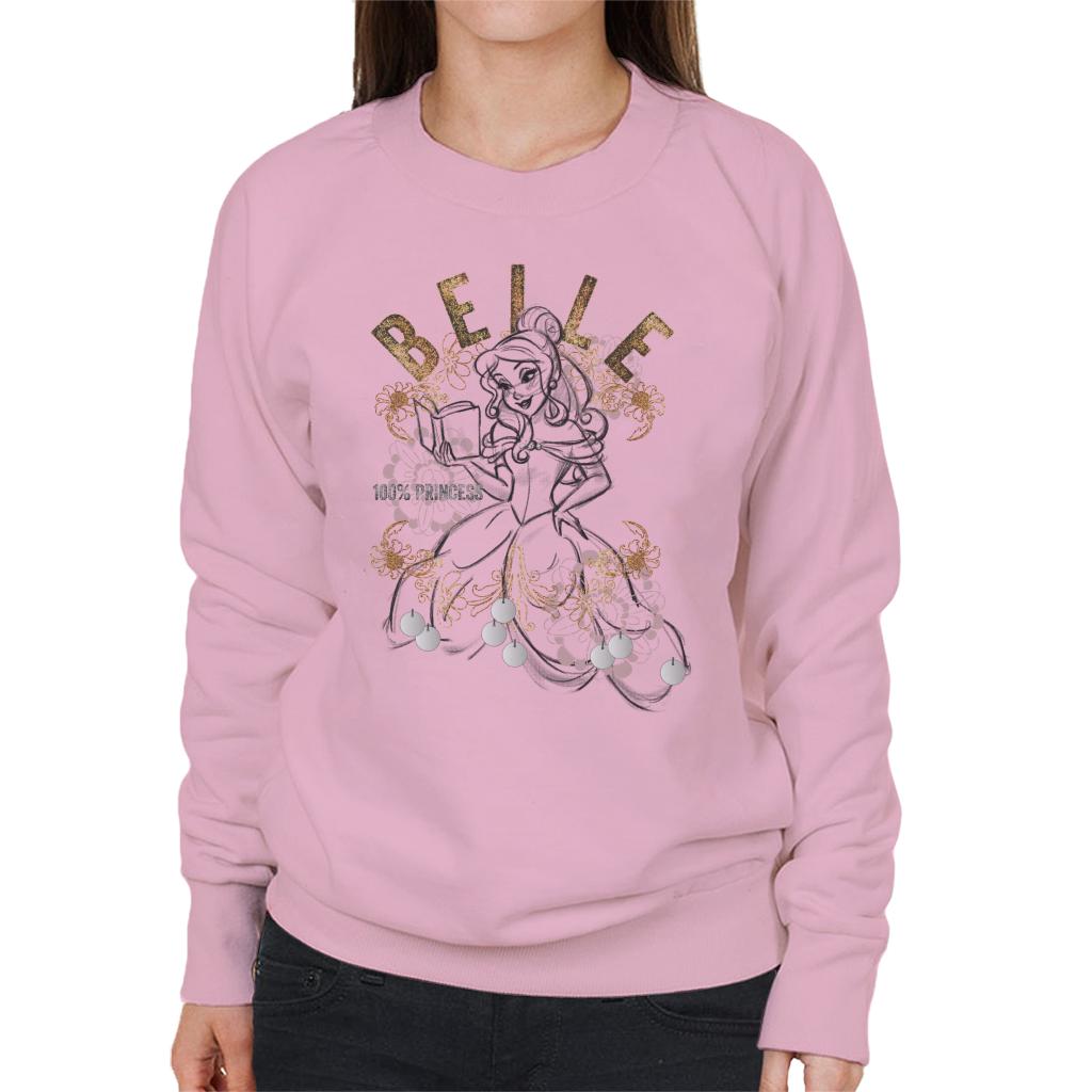 Disney Belle Floral Sketch Beauty And The Beast Women's Sweatshirt-ALL + EVERY