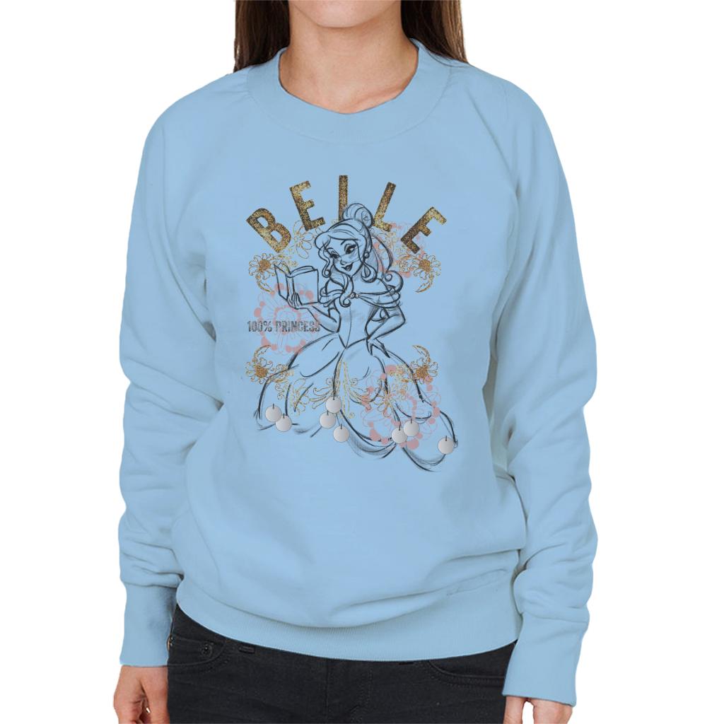 Disney Belle Floral Sketch Beauty And The Beast Women's Sweatshirt-ALL + EVERY