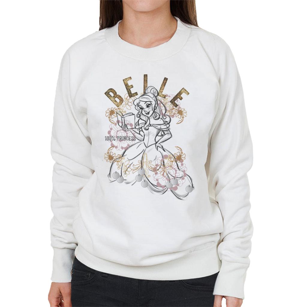 Disney Belle Floral Sketch Beauty And The Beast Women's Sweatshirt-ALL + EVERY
