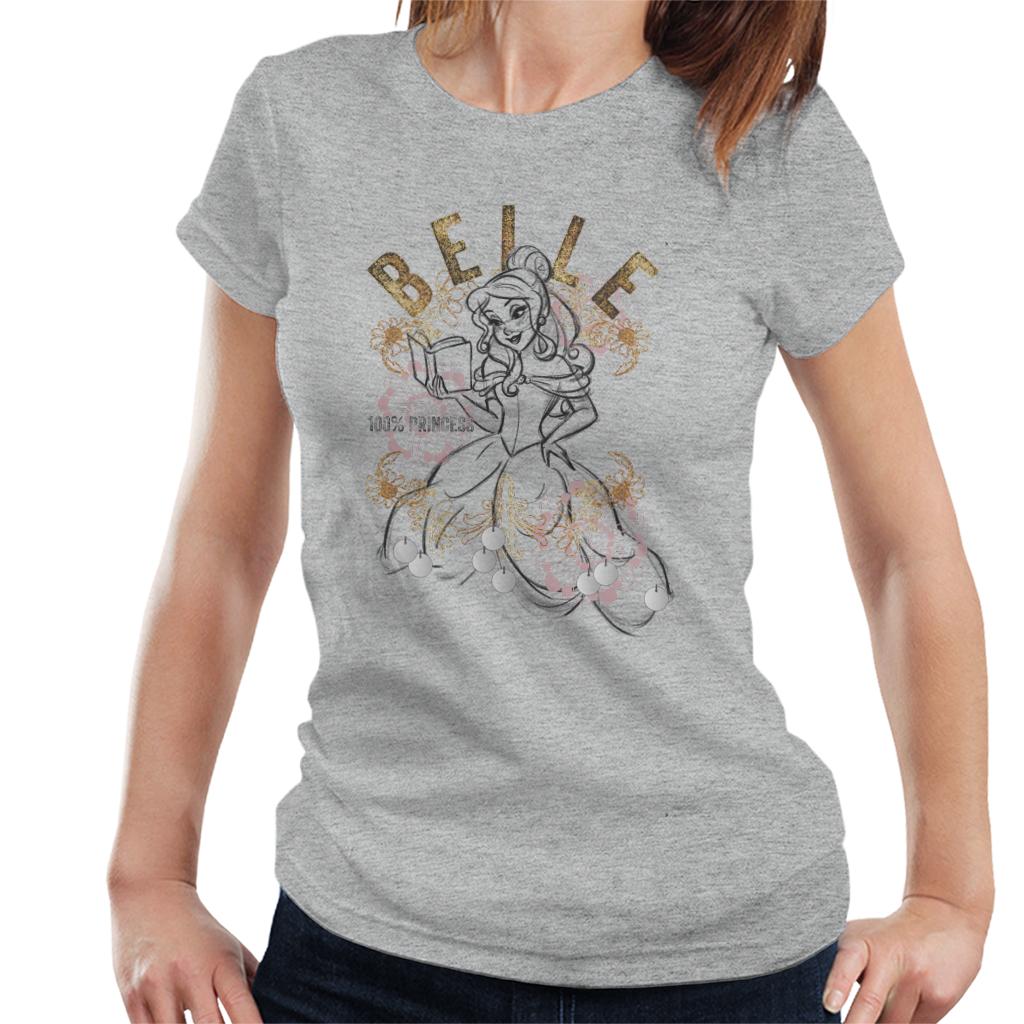 Disney Belle Floral Sketch Beauty And The Beast Women's T-Shirt-ALL + EVERY