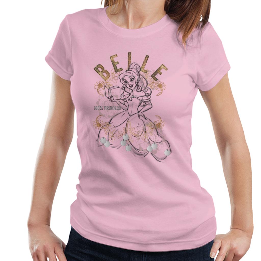 Disney Belle Floral Sketch Beauty And The Beast Women's T-Shirt-ALL + EVERY