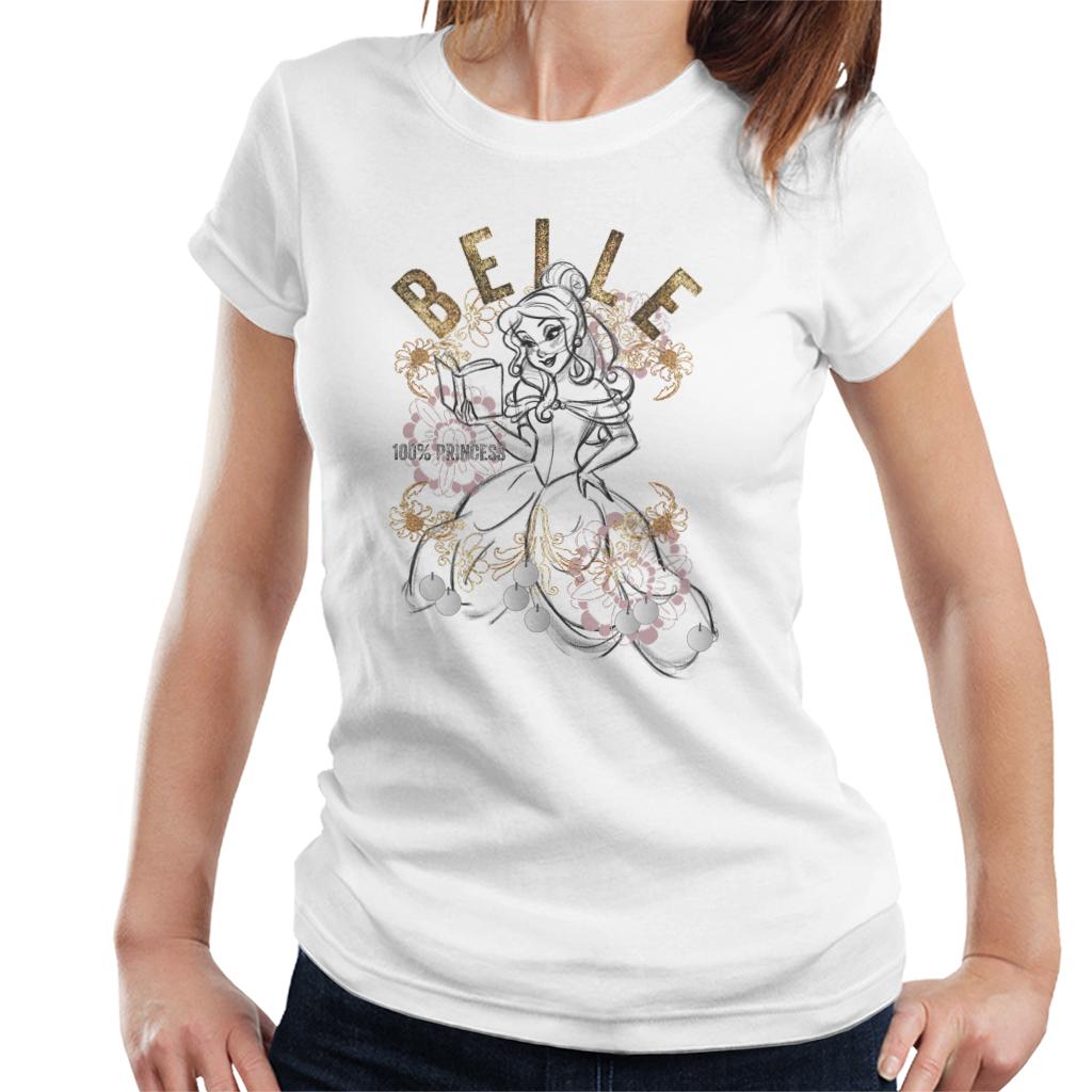 Disney Belle Floral Sketch Beauty And The Beast Women's T-Shirt-ALL + EVERY