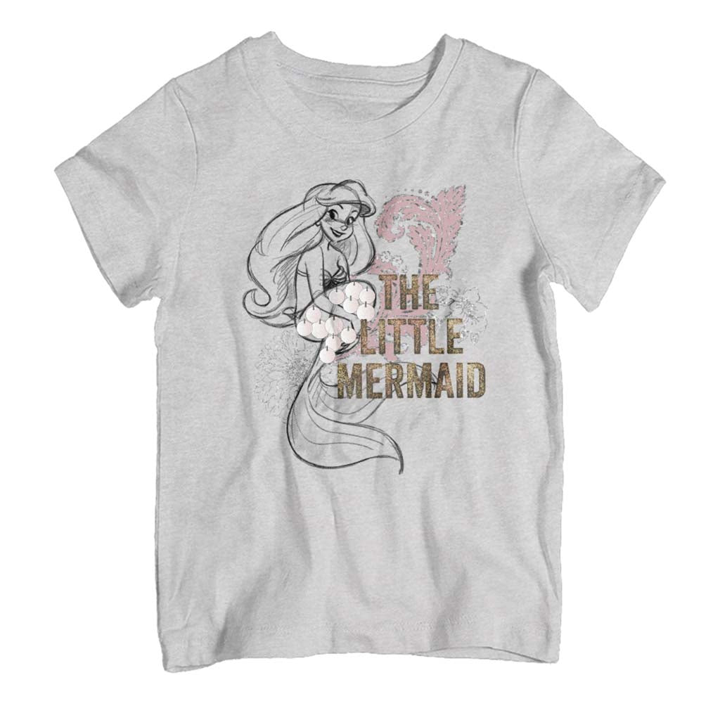Disney The Little Mermaid Floral Sketch Kid's T-Shirt-ALL + EVERY