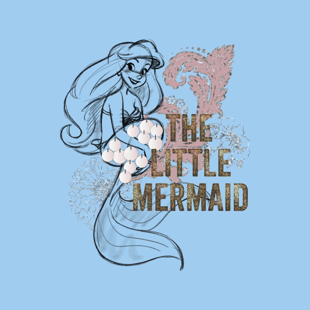 Disney The Little Mermaid Floral Sketch Women's T-Shirt-ALL + EVERY