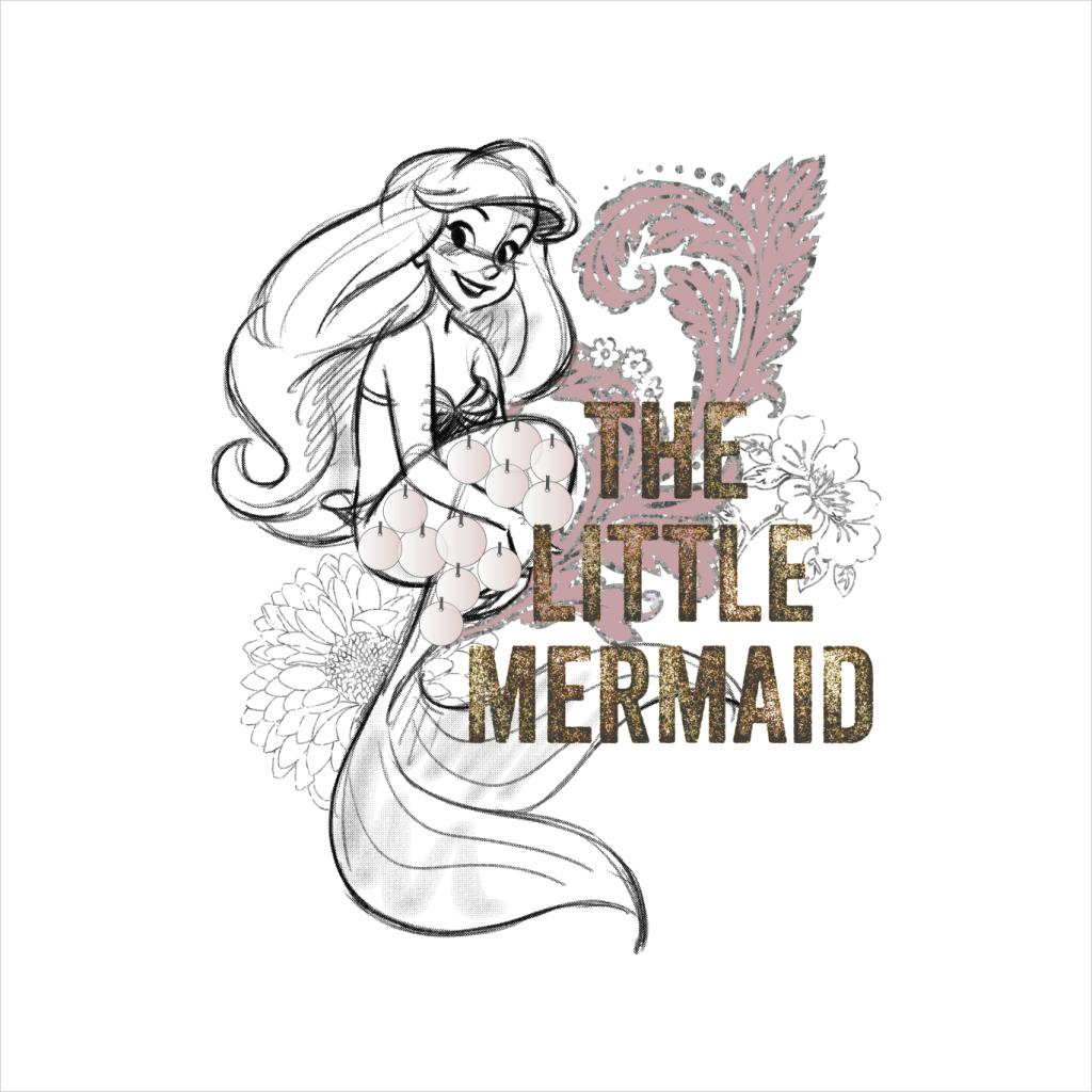 Disney The Little Mermaid Floral Sketch Women's T-Shirt-ALL + EVERY