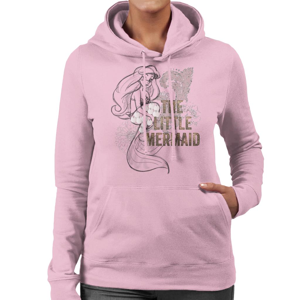 Disney The Little Mermaid Floral Sketch Women's Hooded Sweatshirt-ALL + EVERY