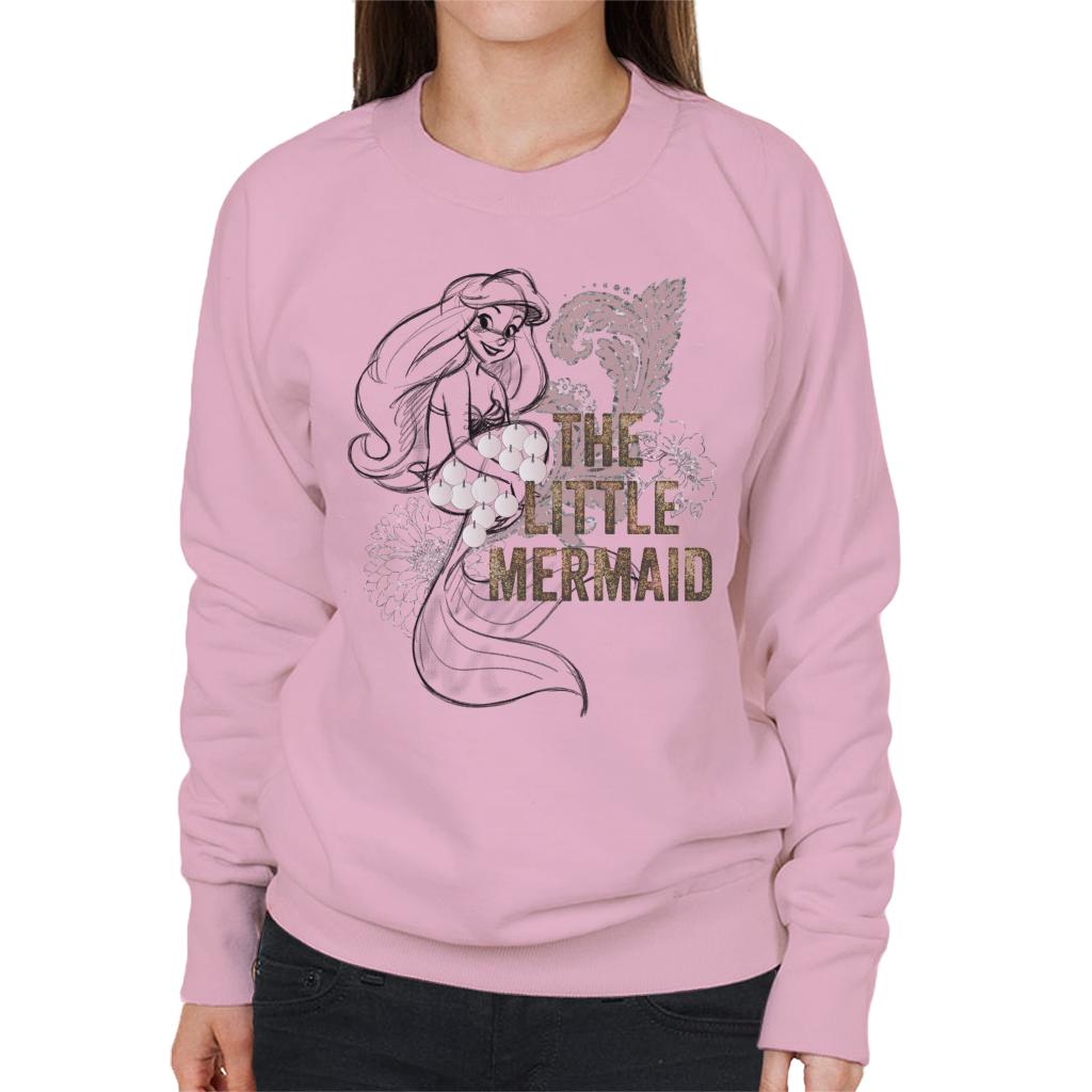 Disney The Little Mermaid Floral Sketch Women's Sweatshirt-ALL + EVERY