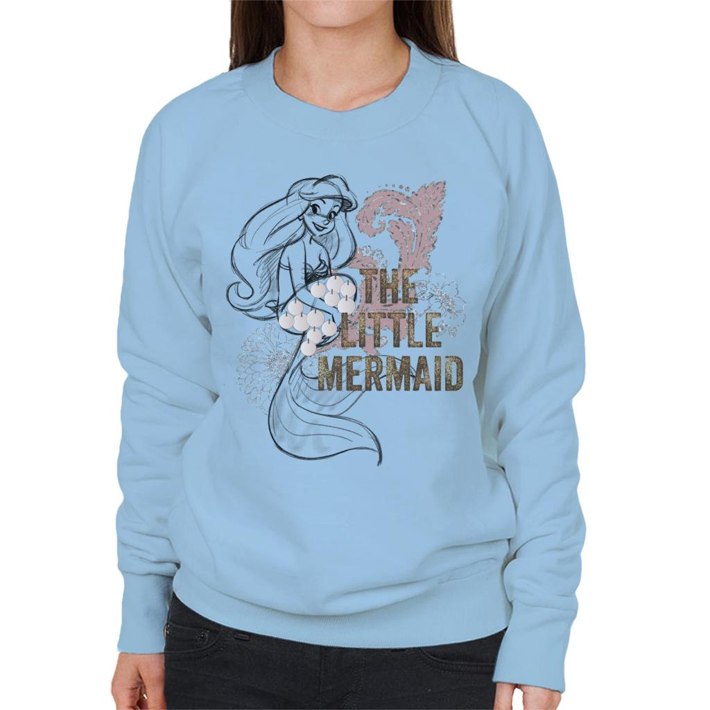 Disney The Little Mermaid Floral Sketch Women's Sweatshirt-ALL + EVERY