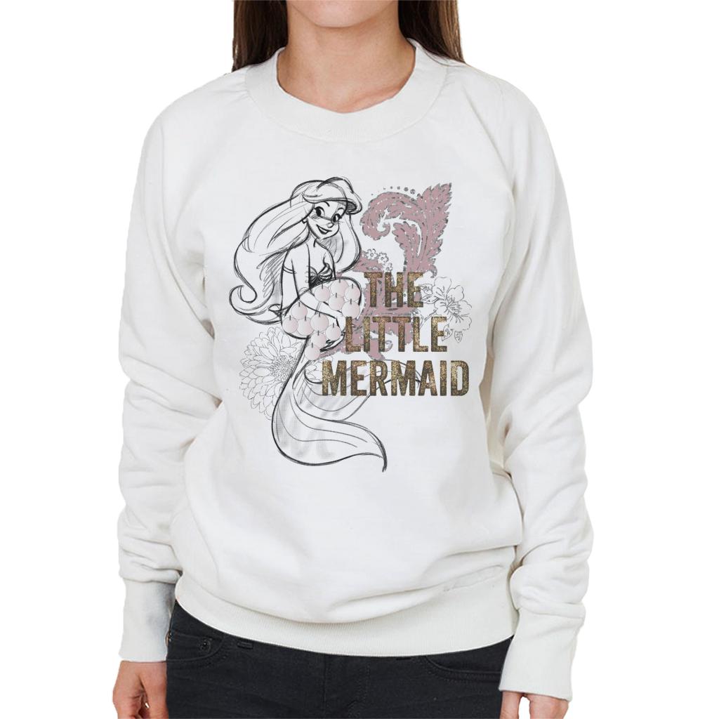 Disney The Little Mermaid Floral Sketch Women's Sweatshirt-ALL + EVERY